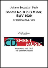 Sonata No. 3 in G Minor, BWV 1029 Cello and Piano EPRINT cover